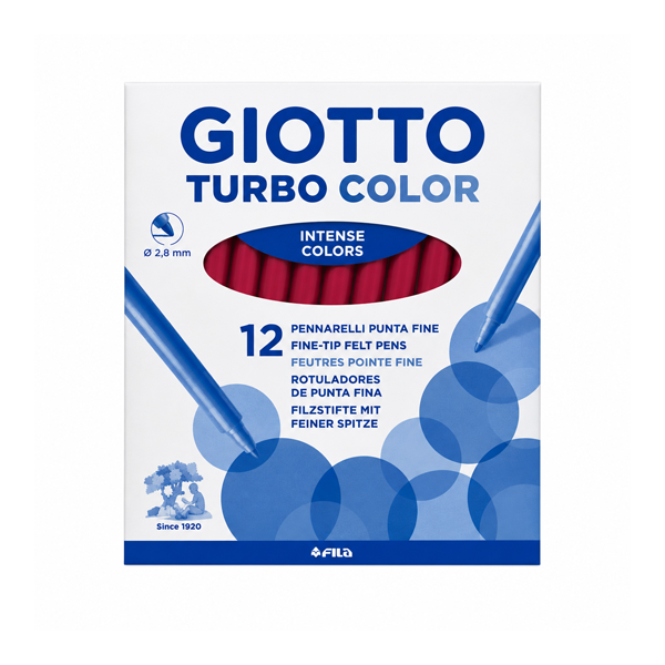 Caja 12 rotuladores Giotto Turbo Color Carmín