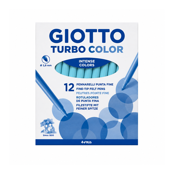 Caja 12 rotuladores Giotto Turbo Color Azul claro
