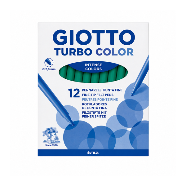 Caja 12 rotuladores Giotto Turbo Color Verde oscuro