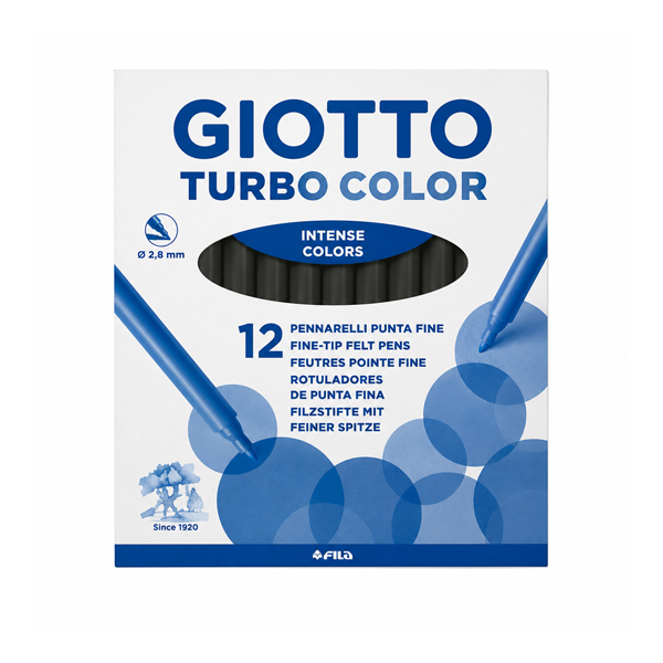Caja 12 rotuladores Giotto Turbo Color Negro