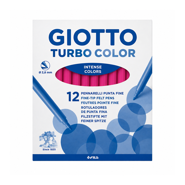 Caja 12 rotuladores Giotto Turbo Color Magenta