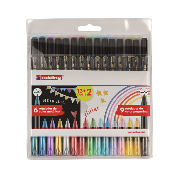 Retoladors Edding 1200 metàl·lic i glitter assorti