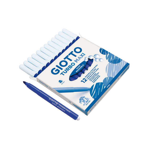 Caixa 12 retoladors Giotto Turbo Maxi Blau fosc