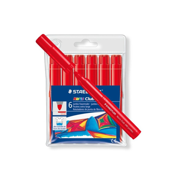 Caixa 6 retoladors gruixuts Staedtler Noris 340 Vermell