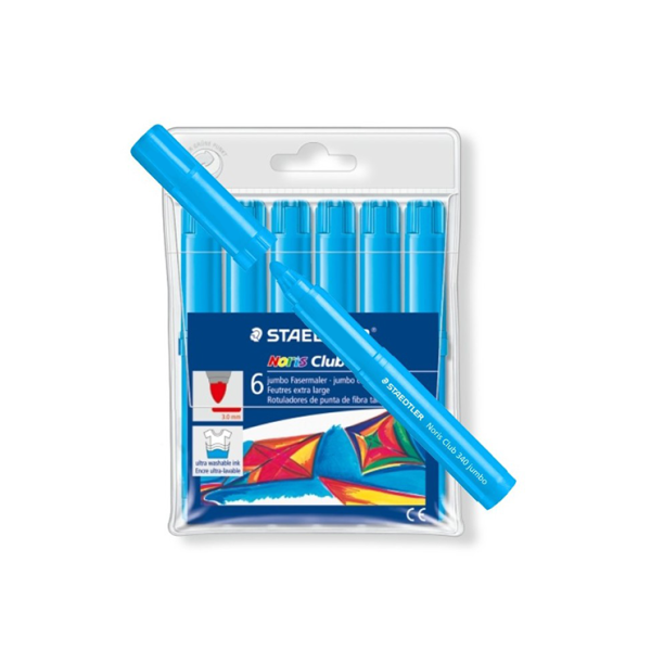 Caixa 6 retoladors gruixuts Staedtler Noris 340 Blau clar