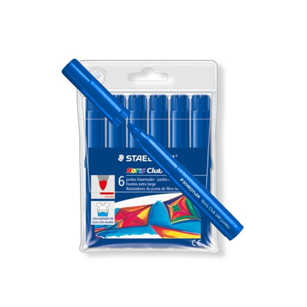 Caixa 6 retoladors gruixuts Staedtler Noris 340 Blau fosc