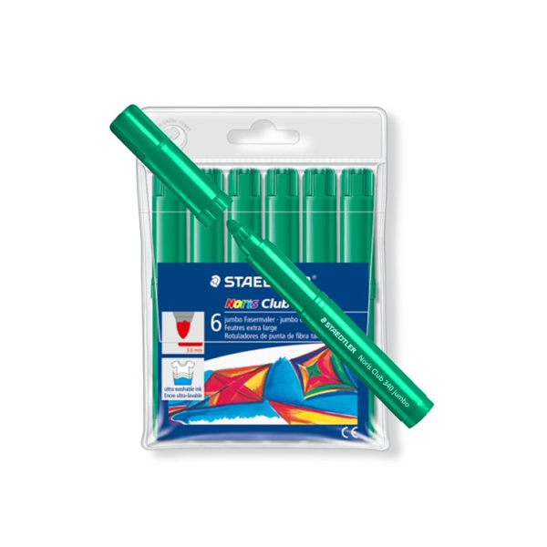 Caixa 6 retoladors gruixuts Staedtler Noris 340 Verd fosc