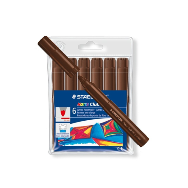 Caixa 6 retoladors gruixuts Staedtler Noris 340 Marró