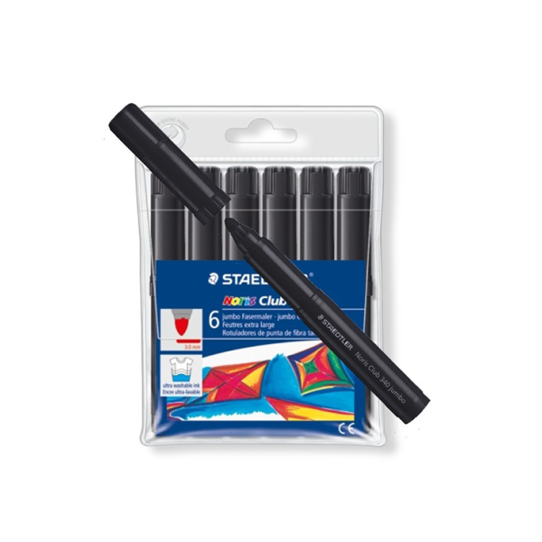 Caixa 6 retoladors gruixuts Staedtler Noris 340 Negre