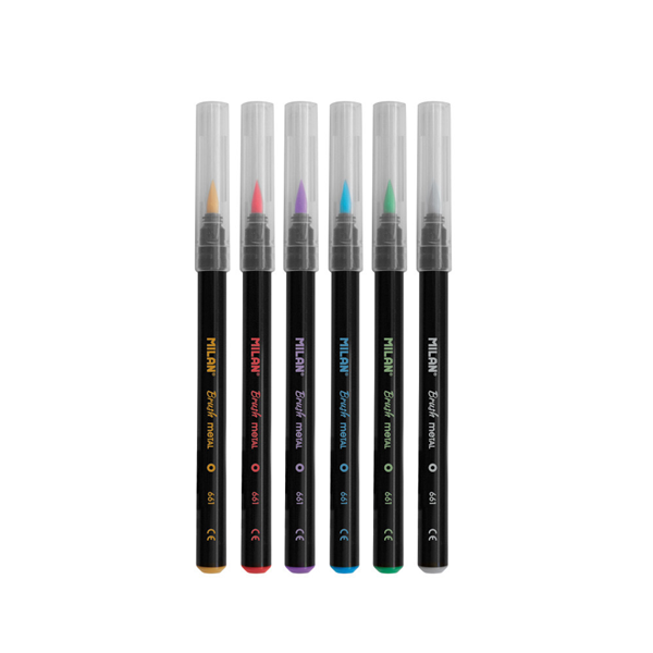 Retoladors punta pinzell Milan metal·litzats