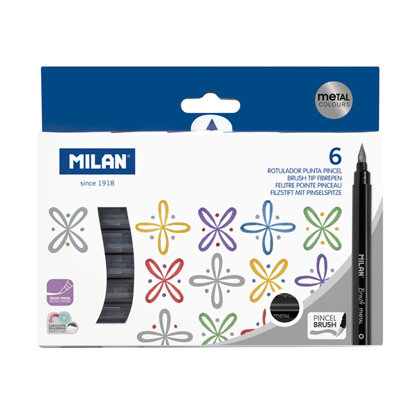 Retoladors punta pinzell Milan metal·litzats