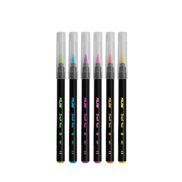 Retoladors punta pinzell Milan fluorescents