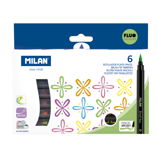 Retoladors punta pinzell Milan fluorescents