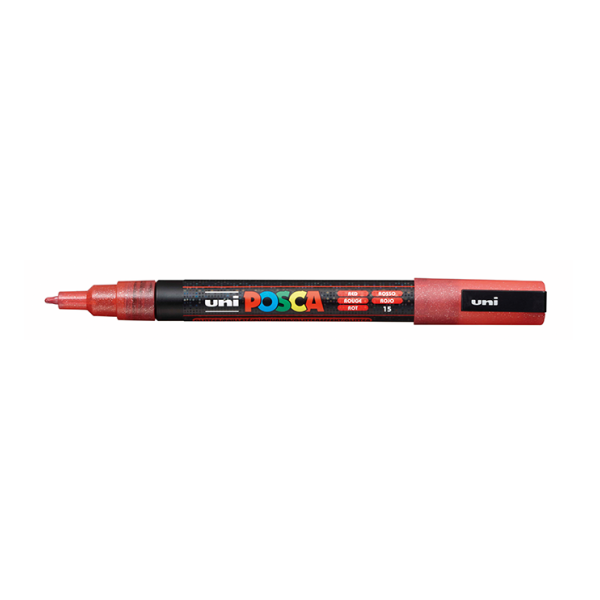 Rotulador Uni Posca PC-3M purpurina Rojo