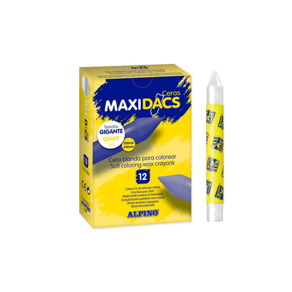 Caja 12 ceras Maxidacs Alpino Blanco