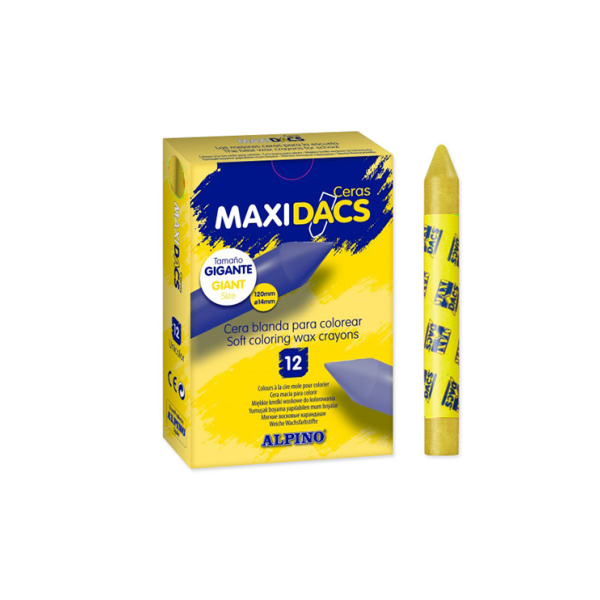 Caja 12 ceras Maxidacs Alpino Amarillo