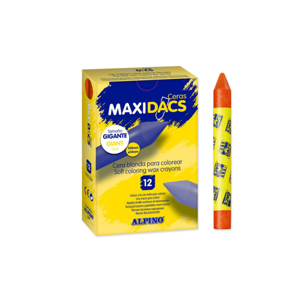 Caja 12 ceras Maxidacs Alpino Naranja
