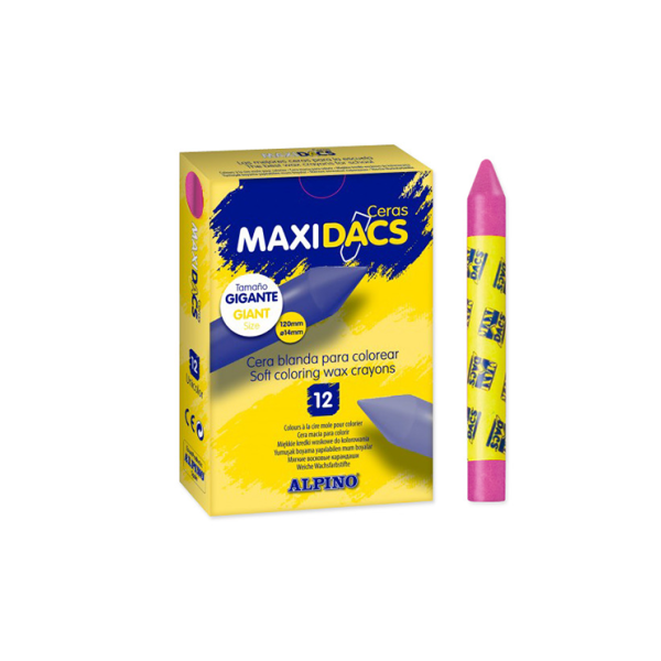 Caja 12 ceras Maxidacs Alpino Rosa