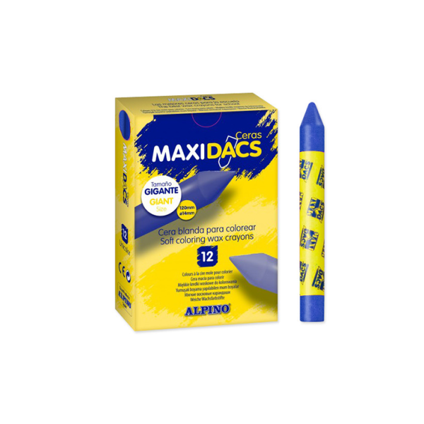 Caja 12 ceras Maxidacs Alpino Azul oscuro
