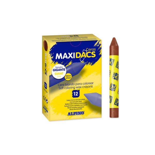Caja 12 ceras Maxidacs Alpino Marrón