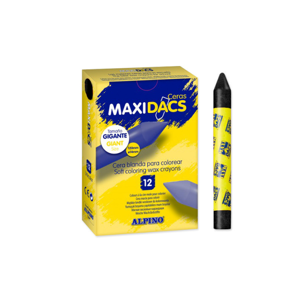 Caja 12 ceras Maxidacs Alpino Negro