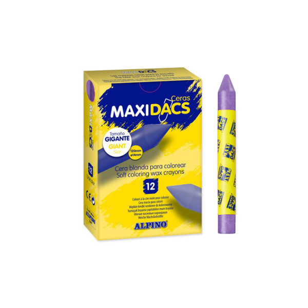 Caja 12 ceras Maxidacs Alpino Violeta