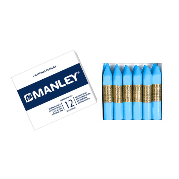 Caja 12 ceras Manley Azul turquesa