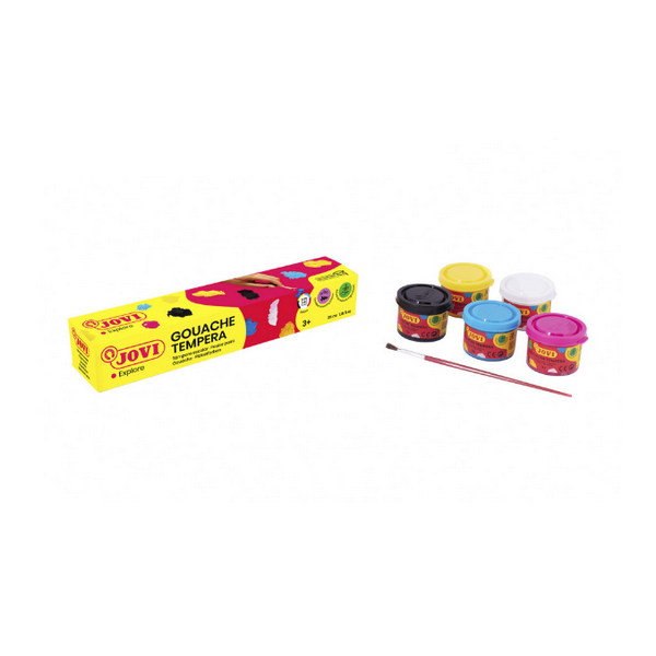 Estuche 5 botes + pincel témpera Jovi 35 ml