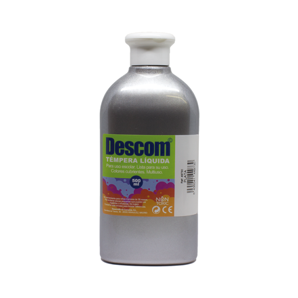 Témpera líquida metal·litzada Descom 500 ml Plata