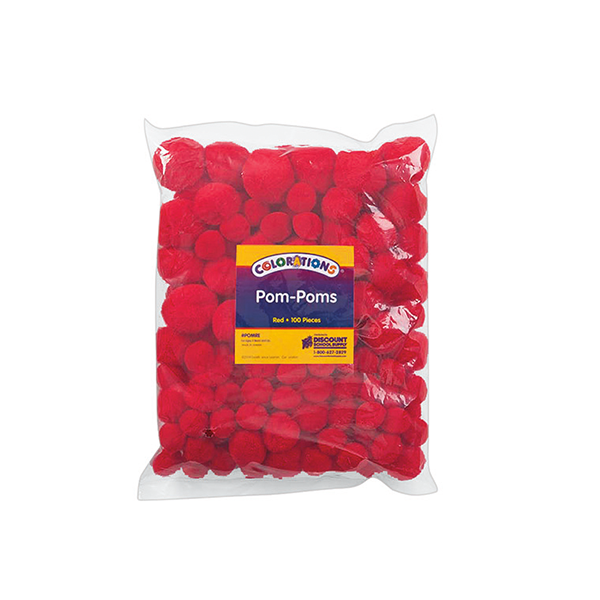 Bossa de 100 pompons Vermell