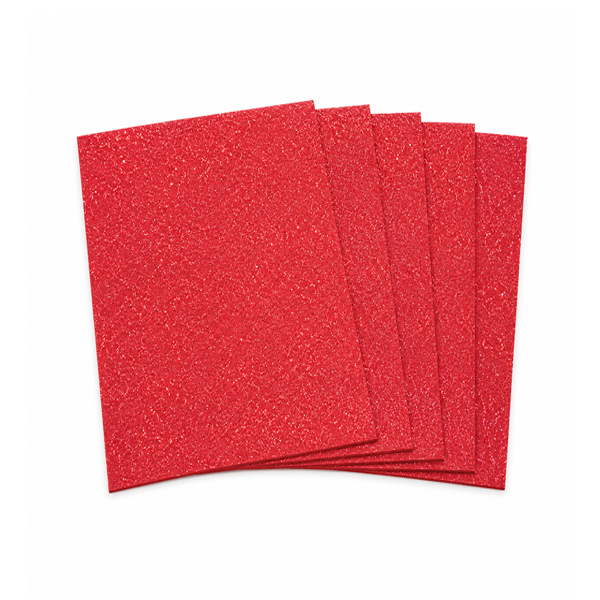Bolsa 5 planchas eva purpurina 60x90 cm Rojo