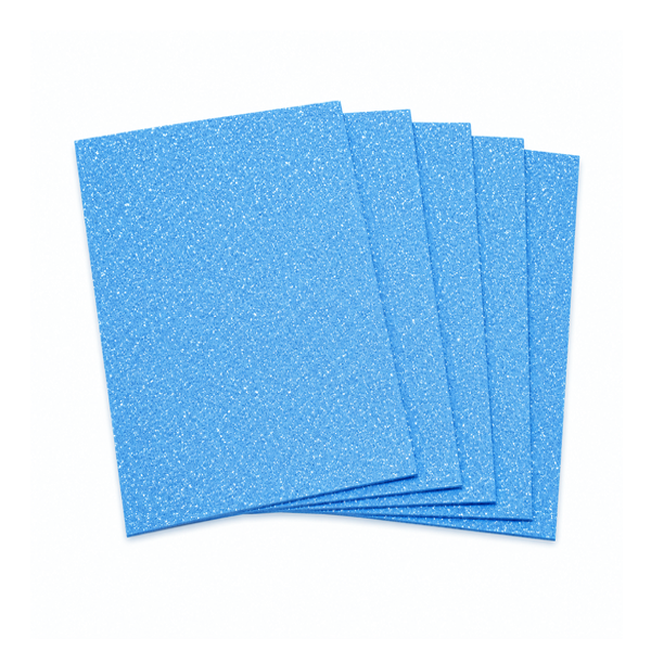 Bolsa 5 planchas eva purpurina 60x90 cm Azul claro