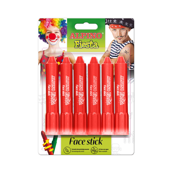 Blister 6 barres maquillatge Face Stick Vermell