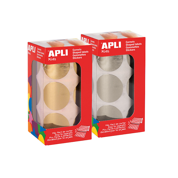 Rotlle gomets Apli or i plata cercles 33 mm