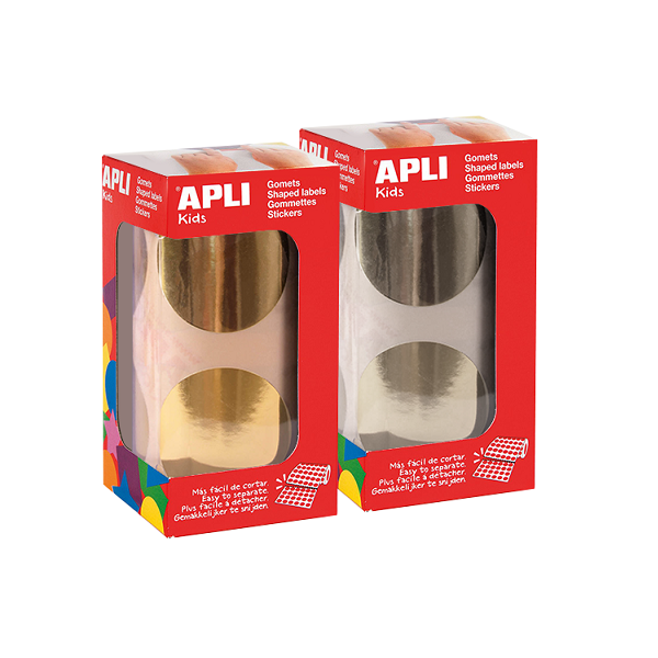 Rotlle gomets Apli or i plata cercles 45 mm