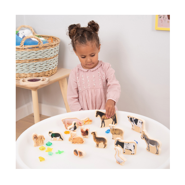 Set de 15 bloques madera animales domésticos