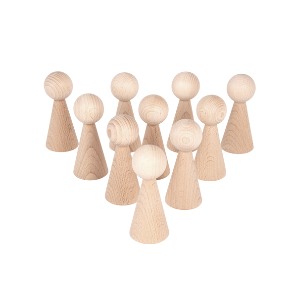 Conjunto 10 figuras madera 100 mm.
