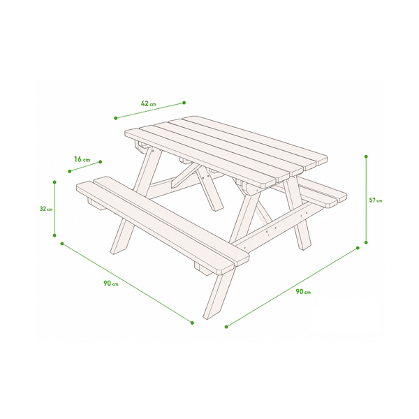 Taula pícnic infantil 90x90x56cm