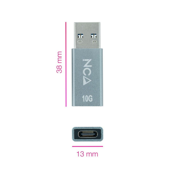 Adaptador USB-A 3.1 GEN2 a USB-C, USB-A/M-USB-C/H, Gris