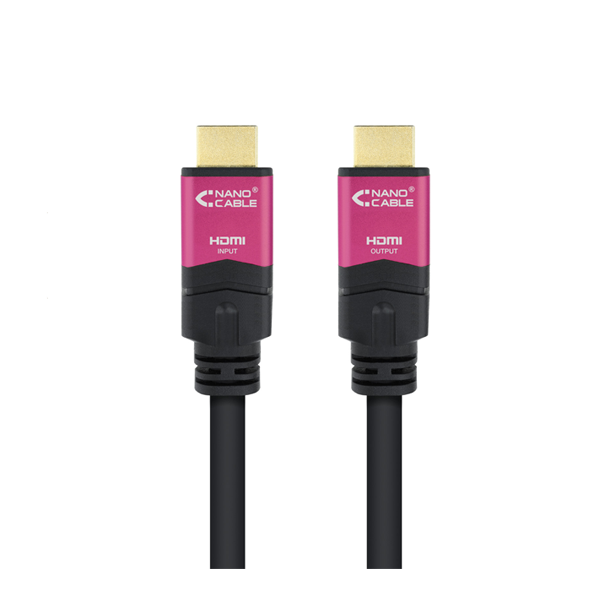 Cable HDMI V2.0 4K@60Hz 18 Gbps con repetidor macho en ambos extremos, 15/20 m negro