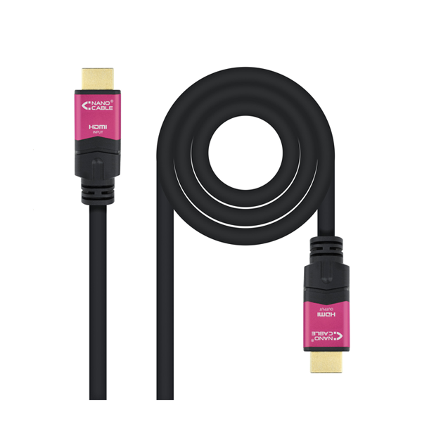 Cable HDMI V2.0 4K@60Hz 18 Gbps con repetidor macho en ambos extremos, 15/20 m negro