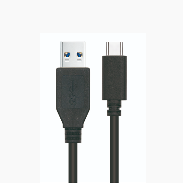Cable USB 3.1 GEN2 10Gbps con conector tipo C macho en un extremo y tipo A macho en el otro. 0,5 m