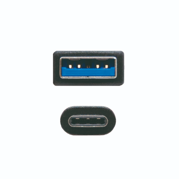 Cable USB 3.1 GEN2 10Gbps con conector tipo C macho en un extremo y tipo A macho en el otro. 1,5 m