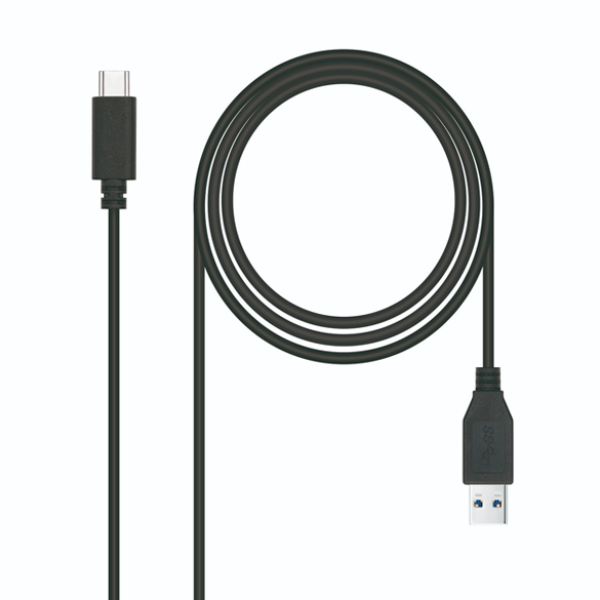 Cable USB 3.1 GEN2 10Gbps con conector tipo C macho en un extremo y tipo A macho en el otro. 1,5 m