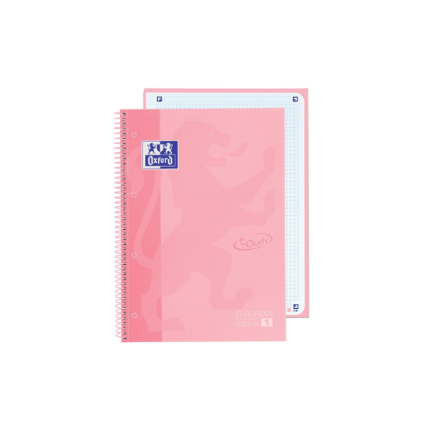 Quadern Oxford Touch European Book 1 80 fulls A4 quadrícula 5x5 Rosa pastel