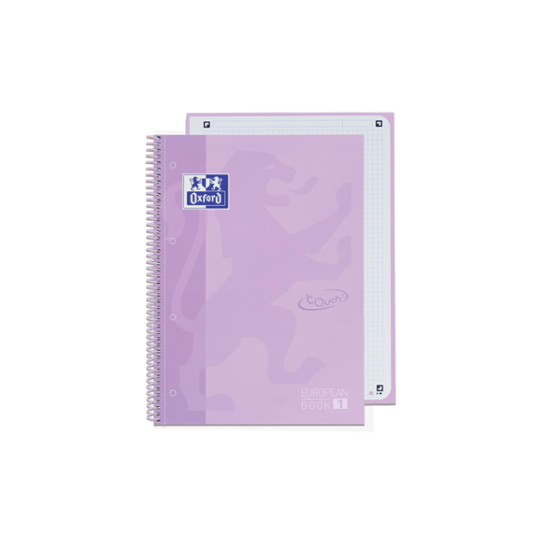 Quadern Oxford Touch European Book 1 80 fulls A4 quadrícula 5x5 Lila pastel