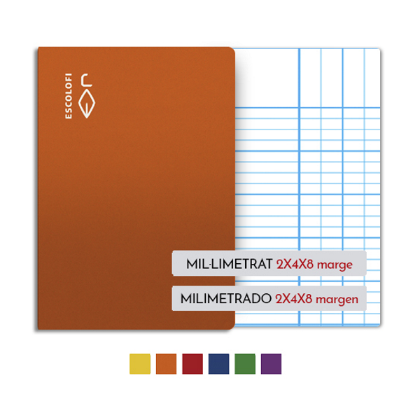 Llibretes Escolofi Folio 50 fulls mil·limetrat 2x4x8