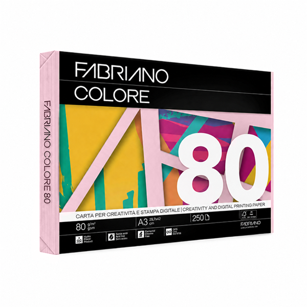 Paquet 250 fulls paper Fabriano Colore A3 Rosa clar