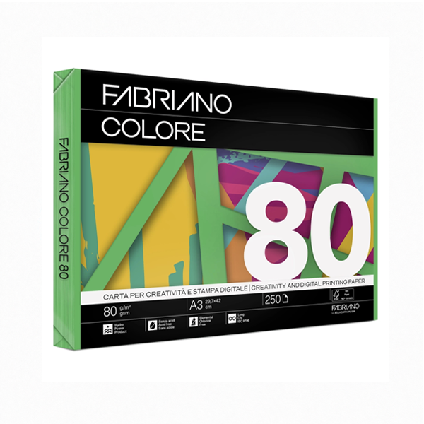 Paquet 250 fulls paper Fabriano Colore A3 Verd intens