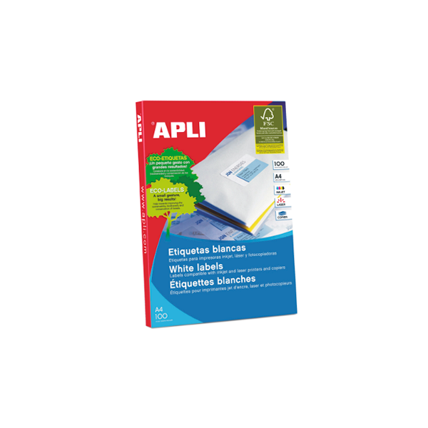 Etiquetas autoadhesivas Apli A4 y A3 100 hojas
